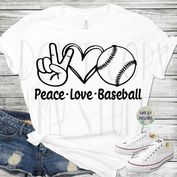 Peace Love Baseball in black